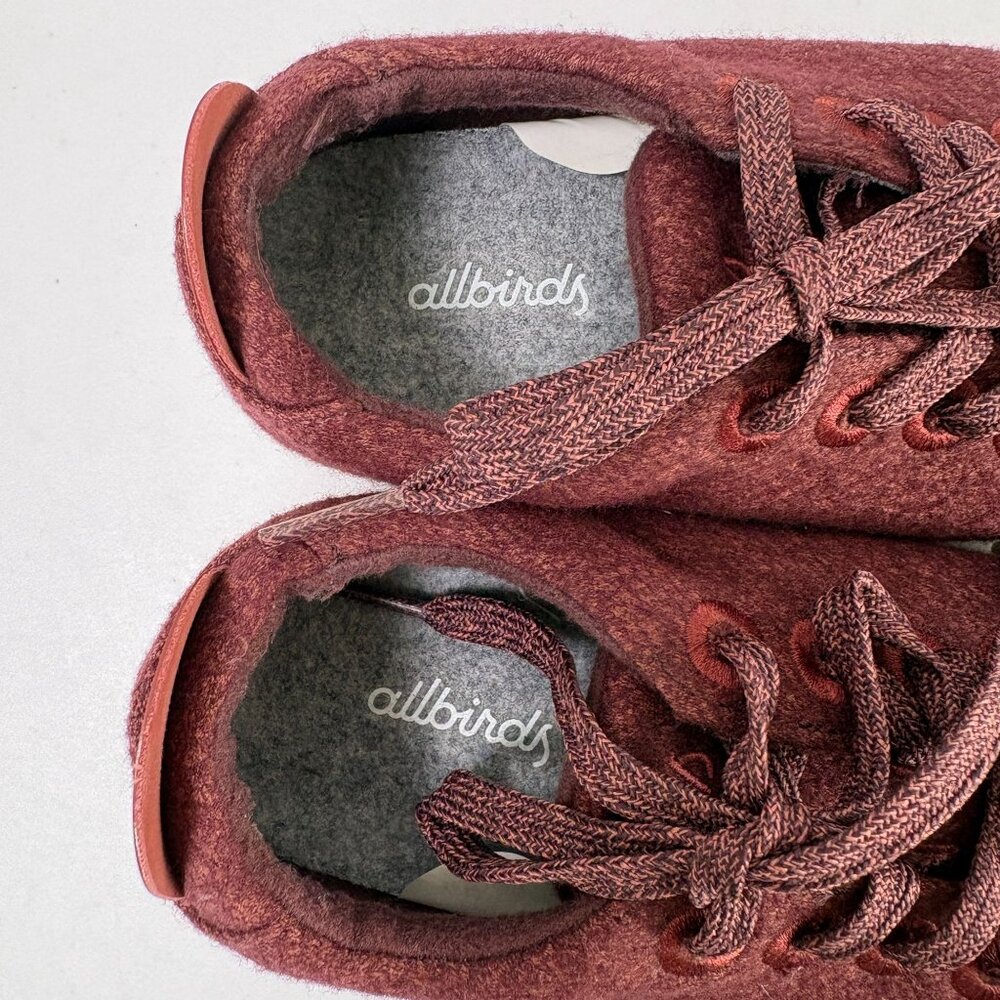 Allbirds WP Wool Pipers Shoes Womens 6 Burgundy Low Top Comfort Lace Sneakers - Picture 7 of 11